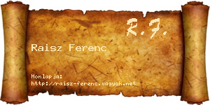 Raisz Ferenc névjegykártya